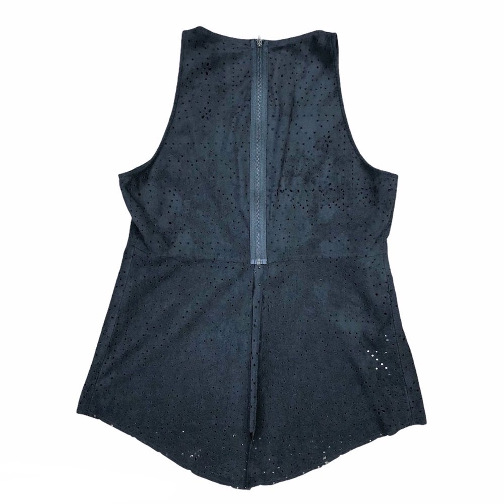 BCBG Caralyn black suede cut out sleeveless top - Picture 3 of 7